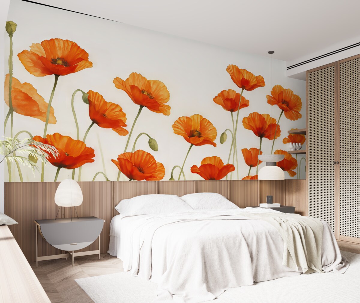 Fototapeta Makowe akwarele na jasnym tle.