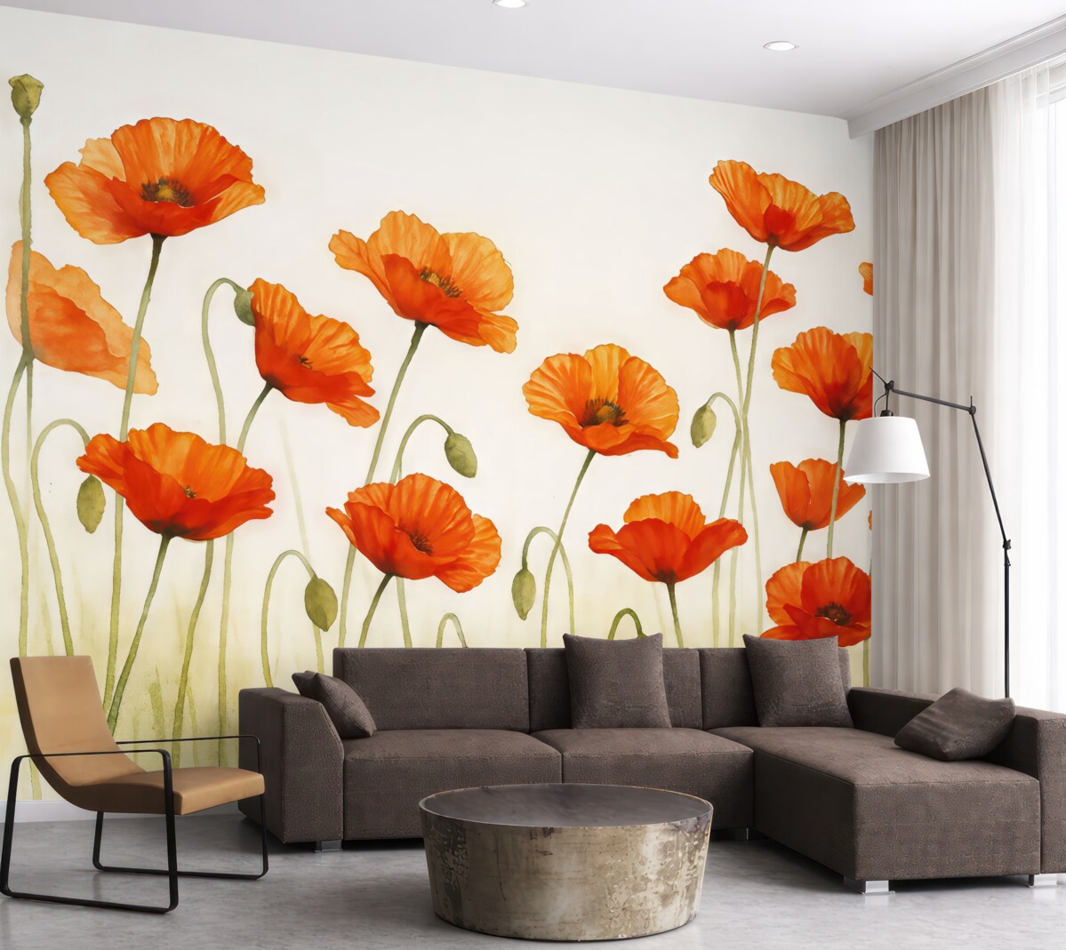 Fototapeta Makowe akwarele na jasnym tle.