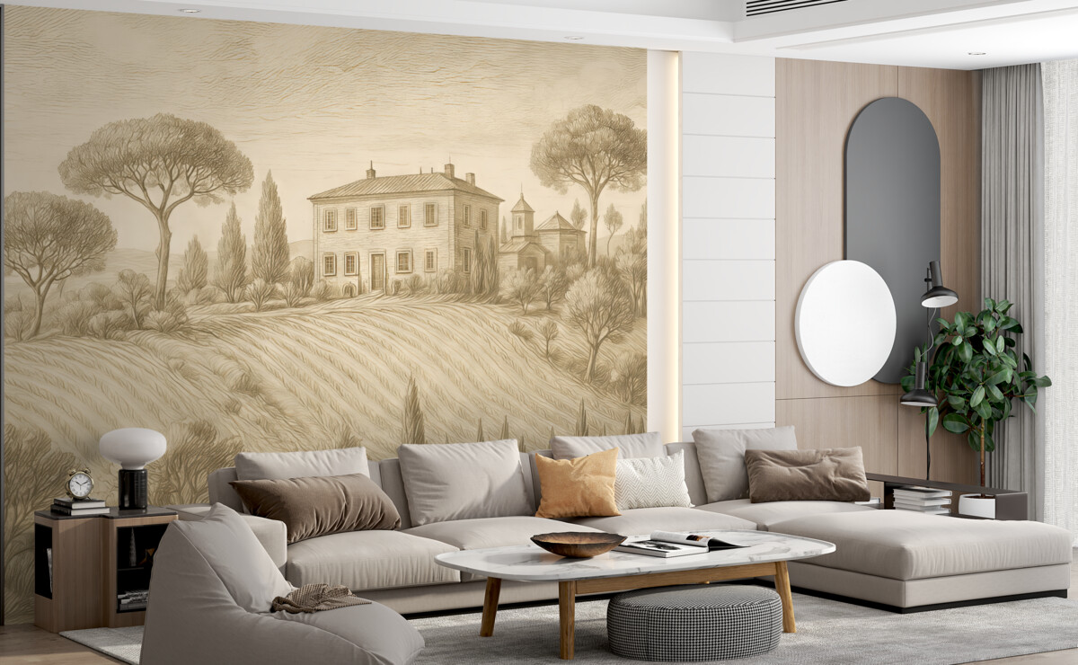 Fototapeta Cicha okolica z delikatnymi wzgórzami.