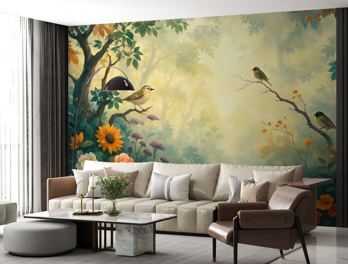 Fototapeta Odcienie ptaków w lesie