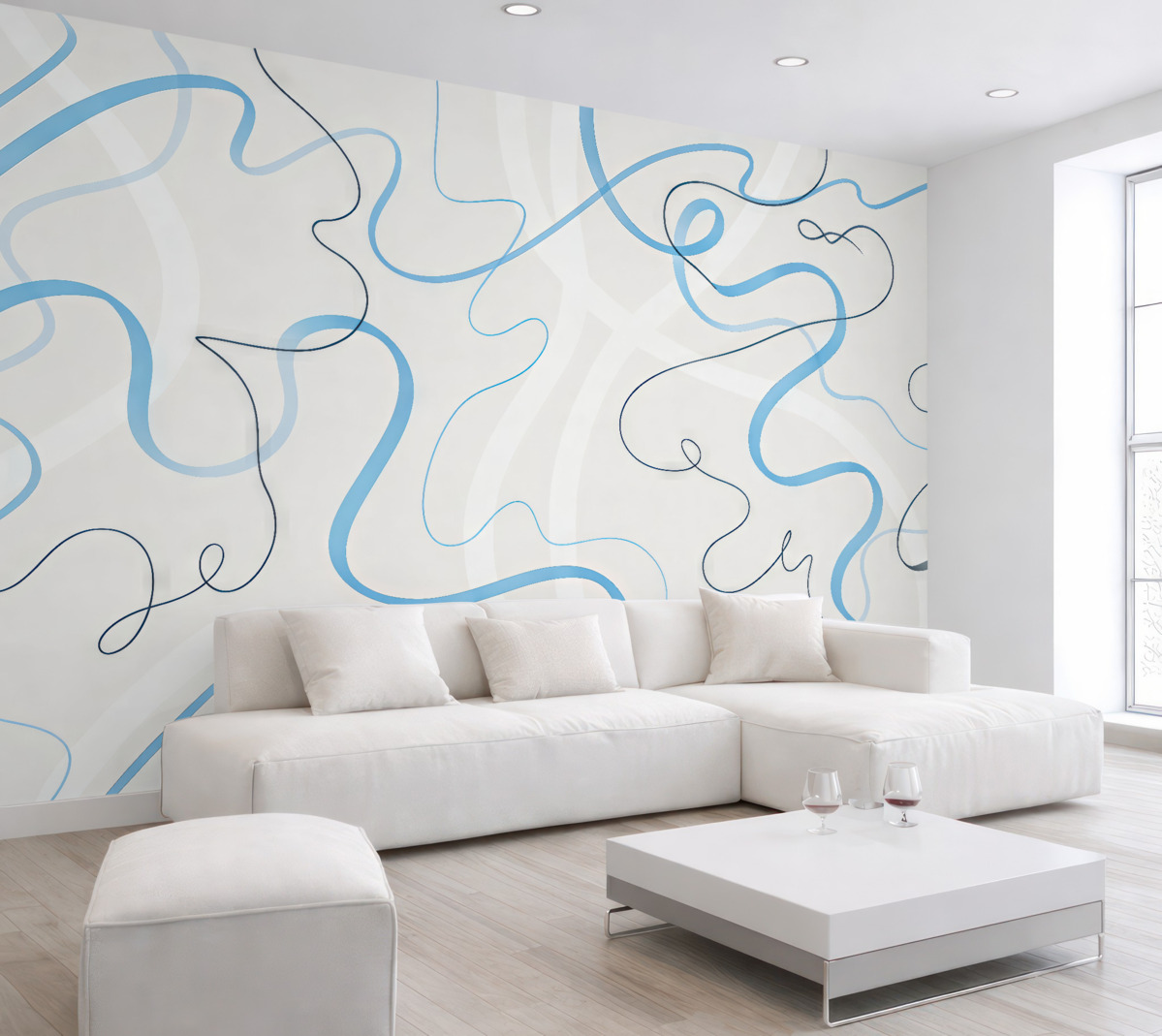 Fototapeta Gładkie kształty w kojących barwach niebieskiego.