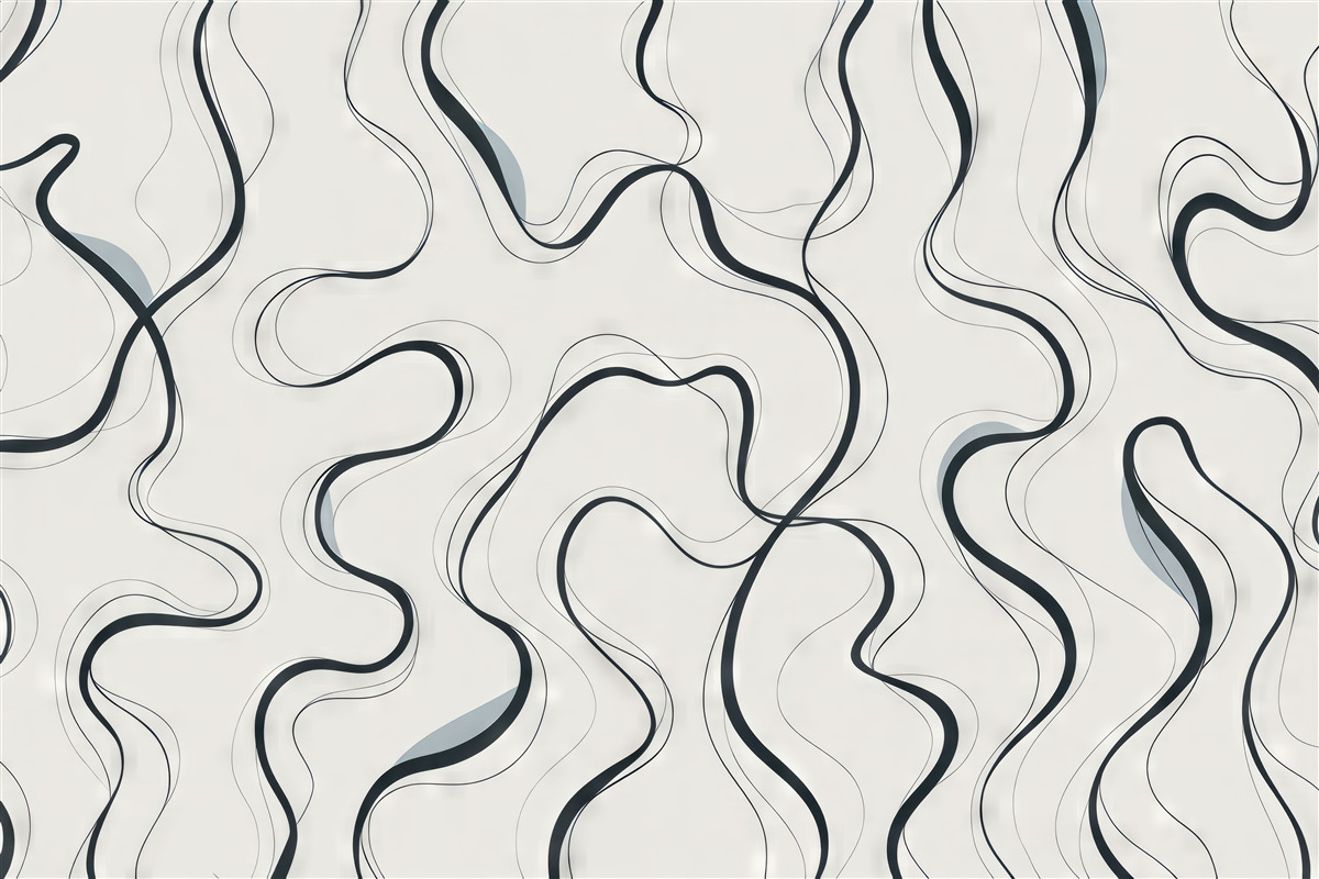 Fototapeta Rysunek atramentem, abstrakcyjny motyw, geomertyczne kształty, szarość i błękit.