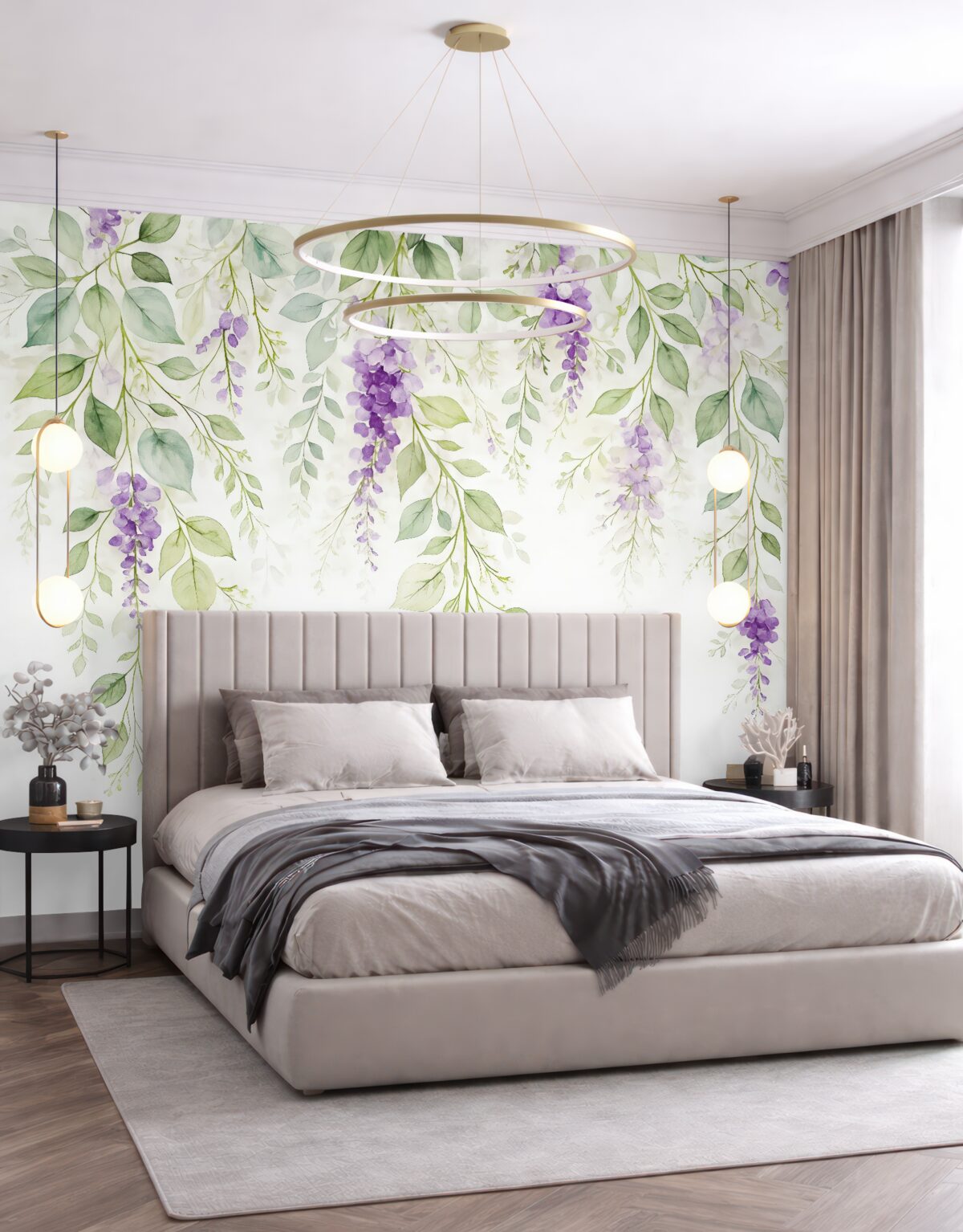 Fototapeta Akwarelowa aranżacja z kwiatami lawendy.