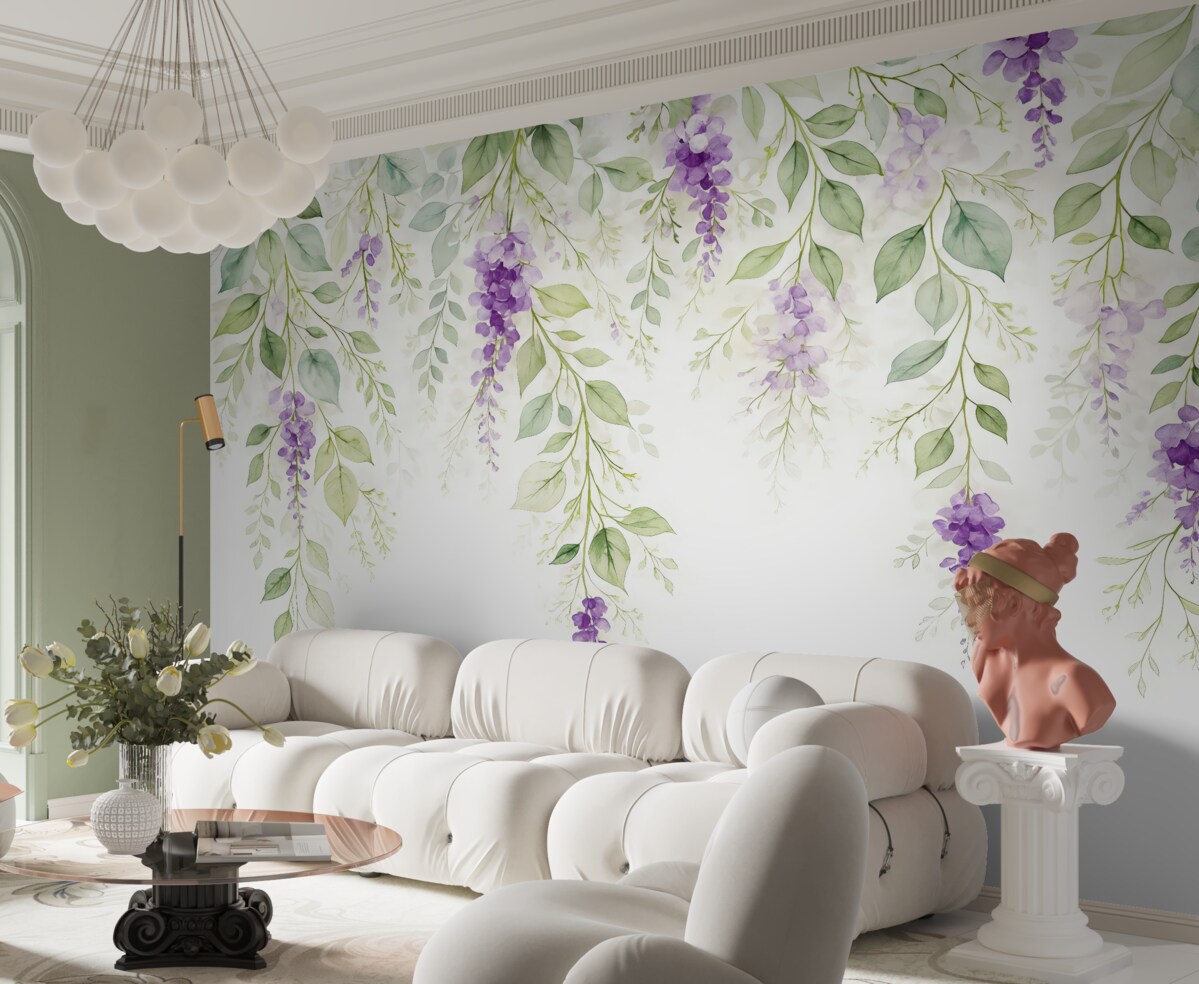 Fototapeta Akwarelowa aranżacja z kwiatami lawendy.