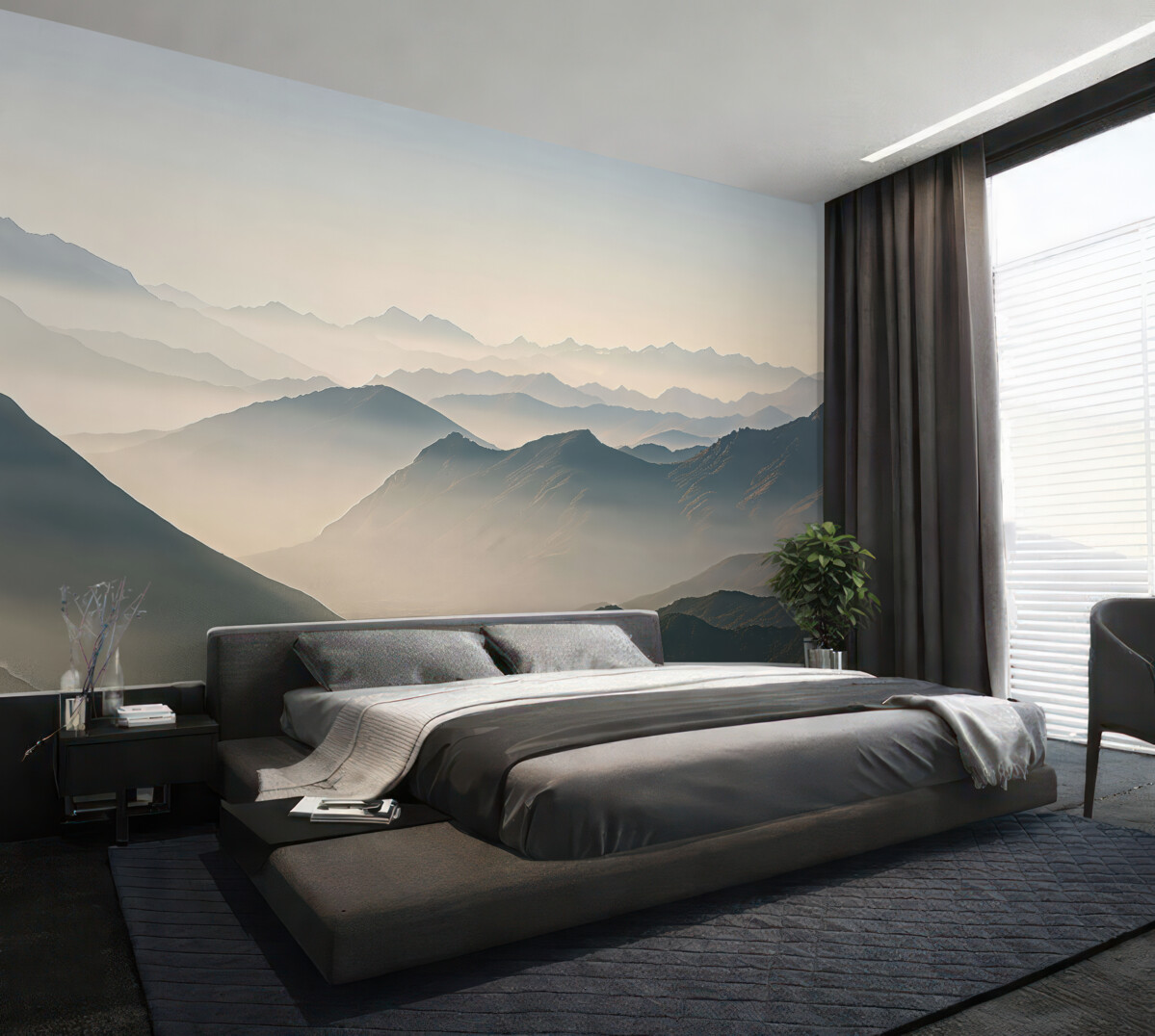 Fototapeta Pejzaż wydm i szczytów.