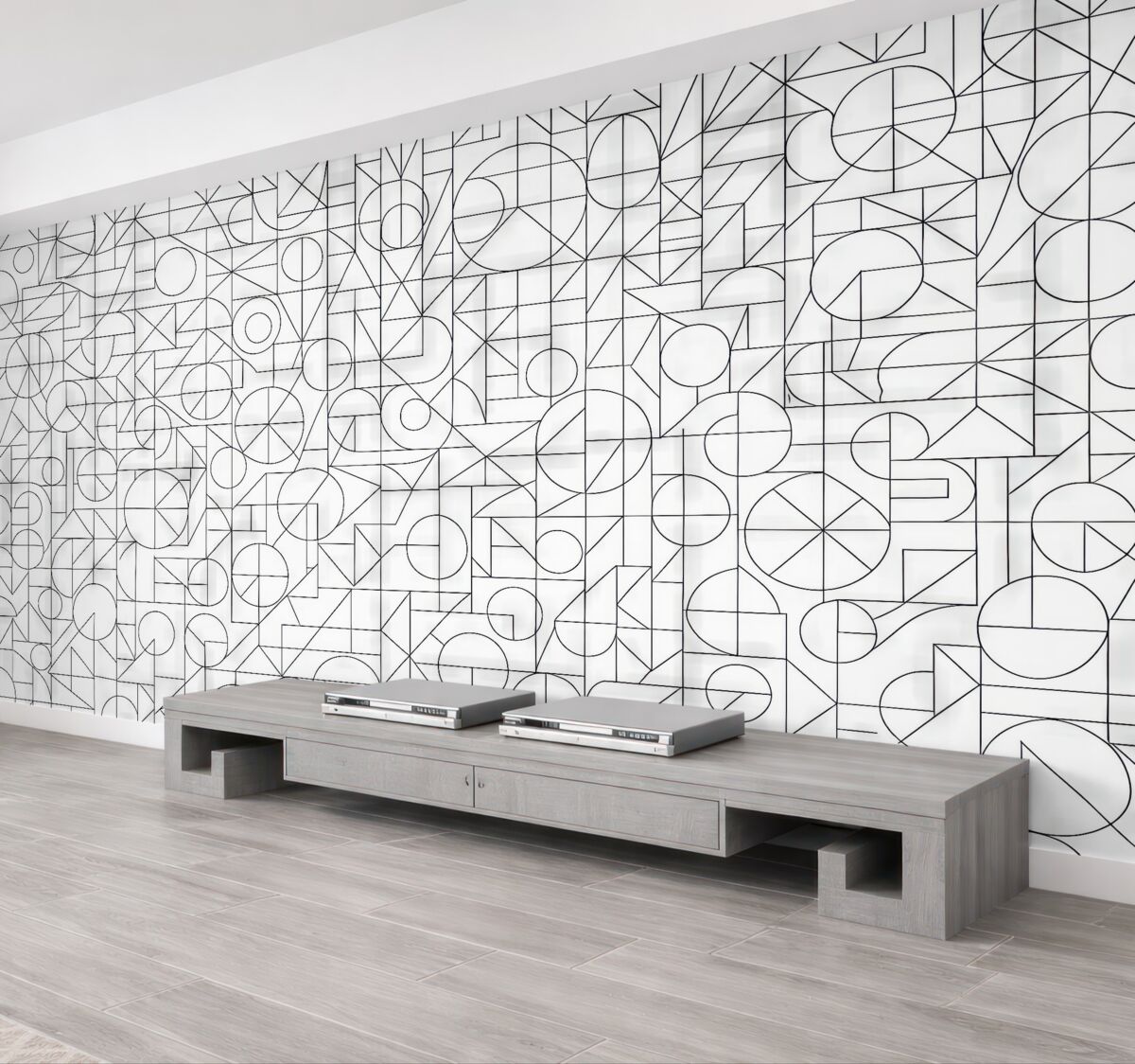 Fototapeta Abstrakcyjny motyw geometryczny w odcieniach czerni i bieli.