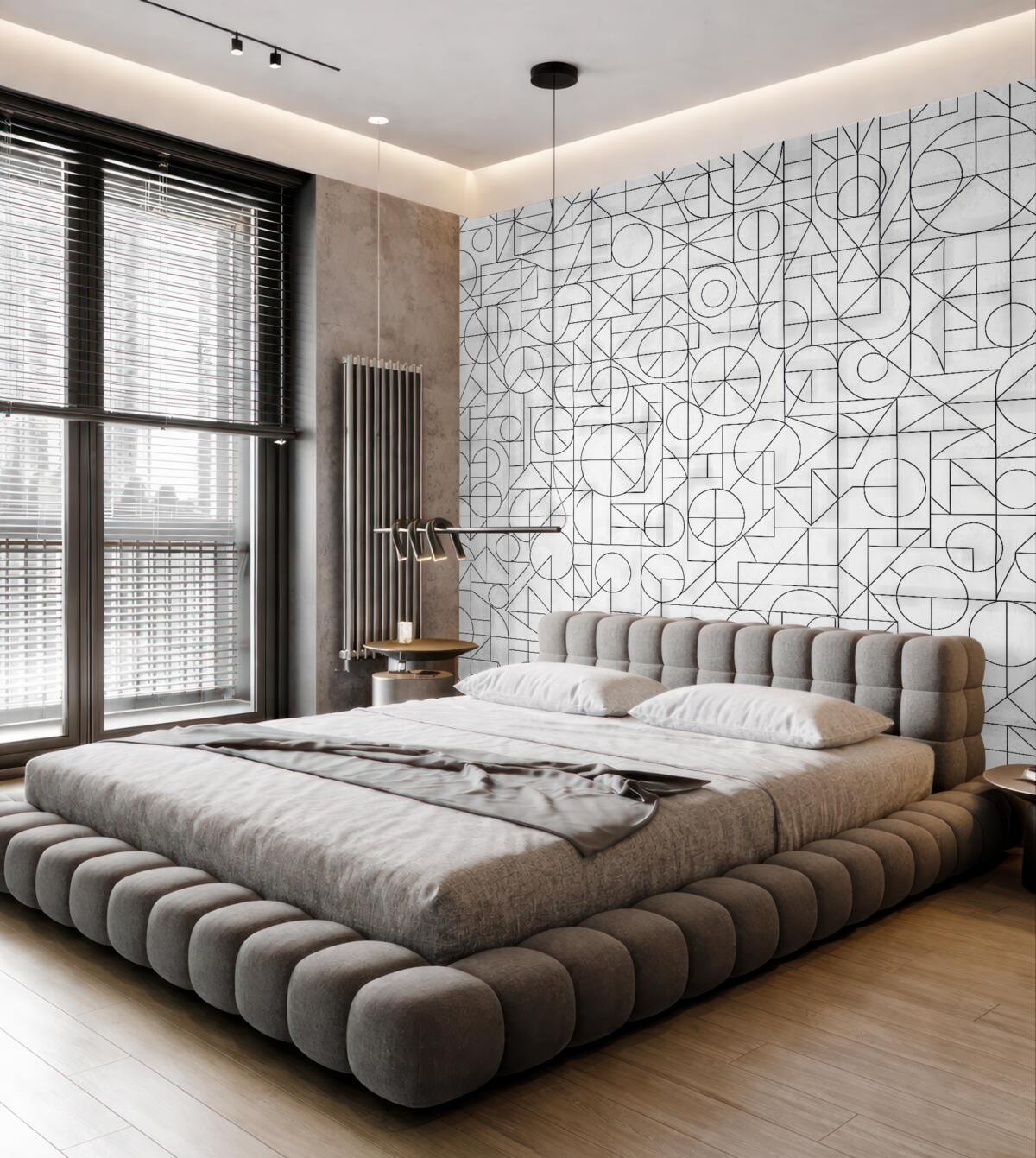 Fototapeta Abstrakcyjny motyw geometryczny w odcieniach czerni i bieli.