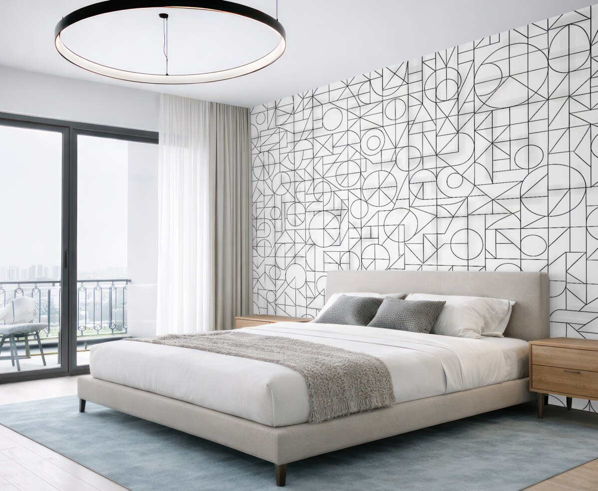 Fototapeta Abstrakcyjny motyw geometryczny w odcieniach czerni i bieli.