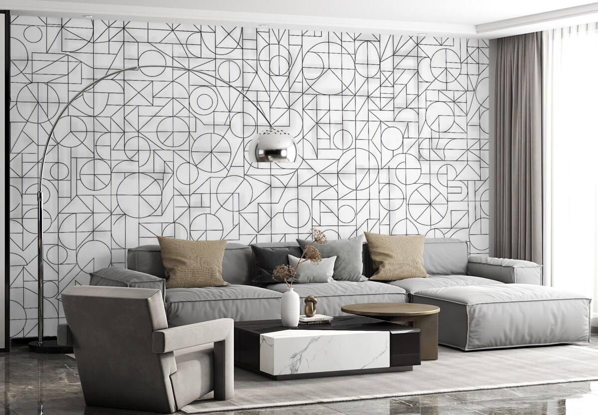 Fototapeta Abstrakcyjny motyw geometryczny w odcieniach czerni i bieli.