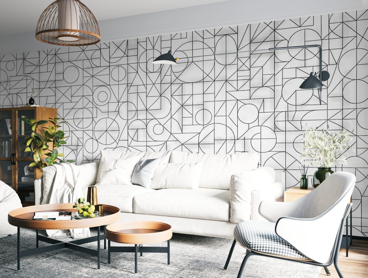 Fototapeta Abstrakcyjny motyw geometryczny w odcieniach czerni i bieli.