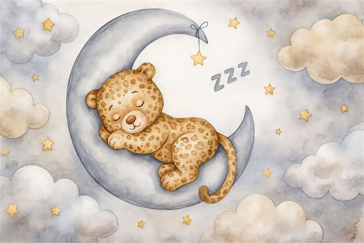 Fototapeta Spokojny mały lampart na Księżycu.