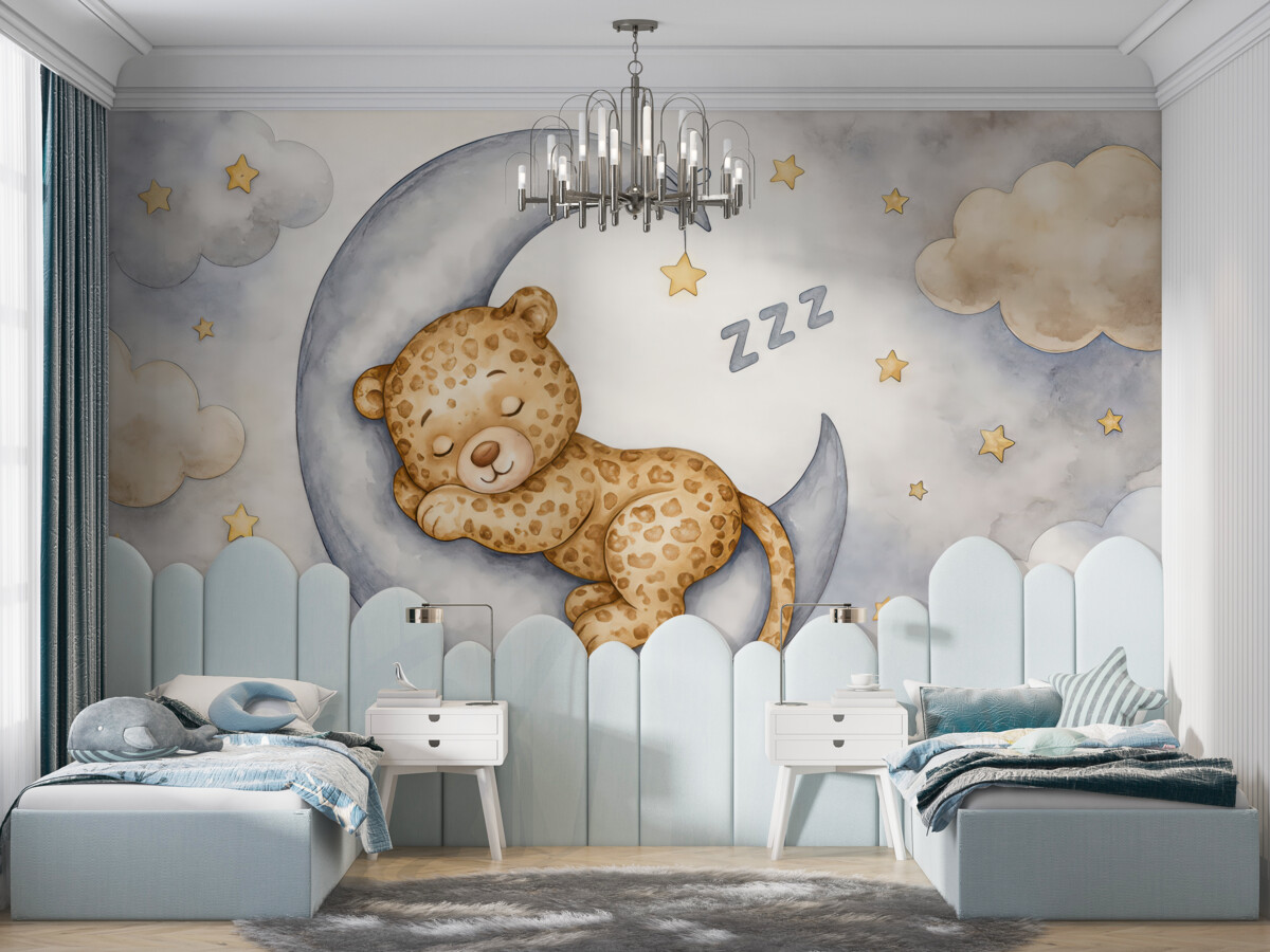 Fototapeta Spokojny mały lampart na Księżycu.