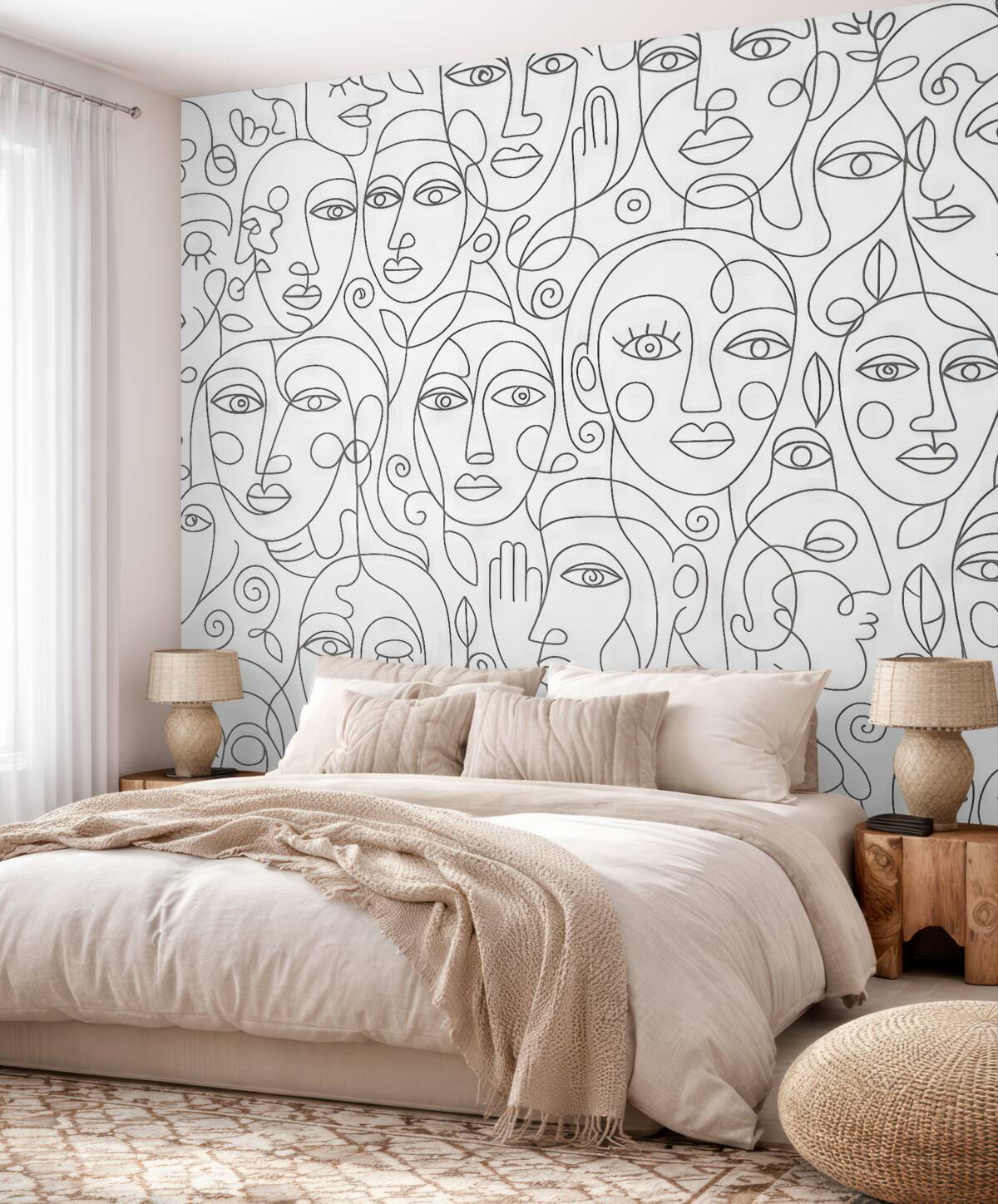 Fototapeta Abstrakcyjne oblicza w złożonej grafice liniowej.