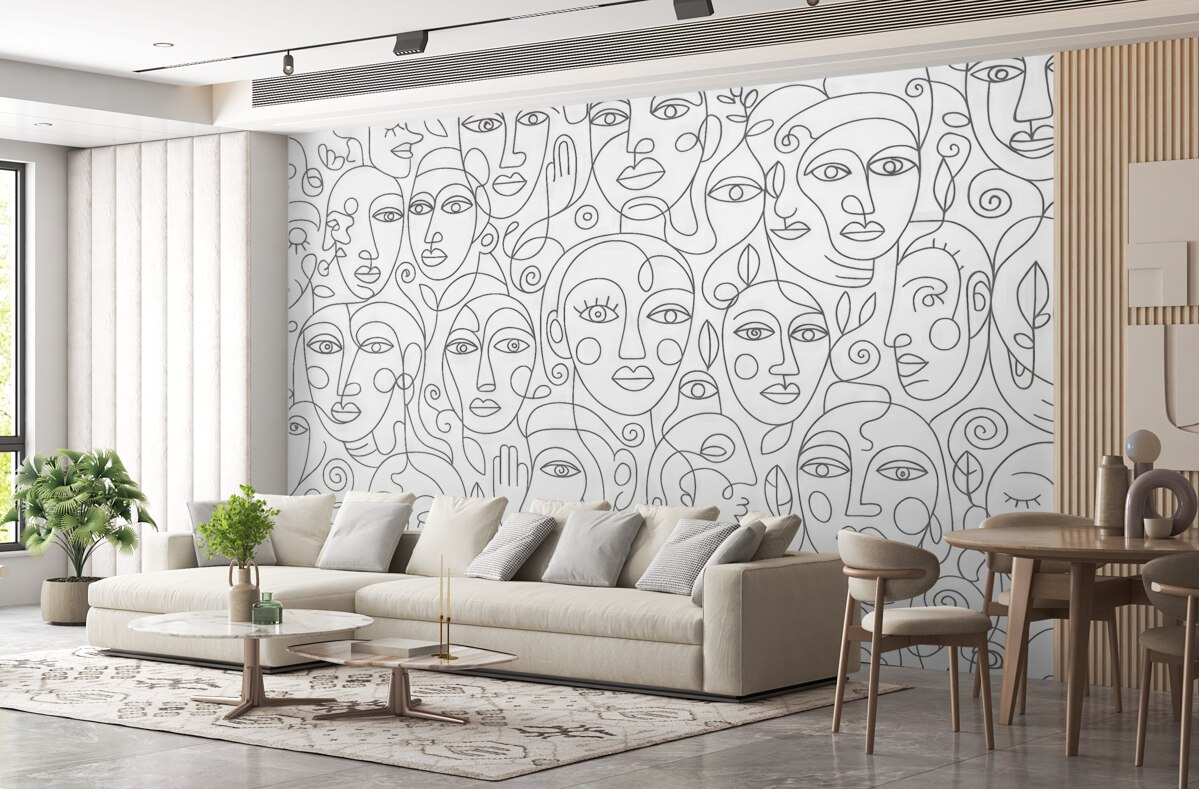 Fototapeta Abstrakcyjne oblicza w złożonej grafice liniowej.