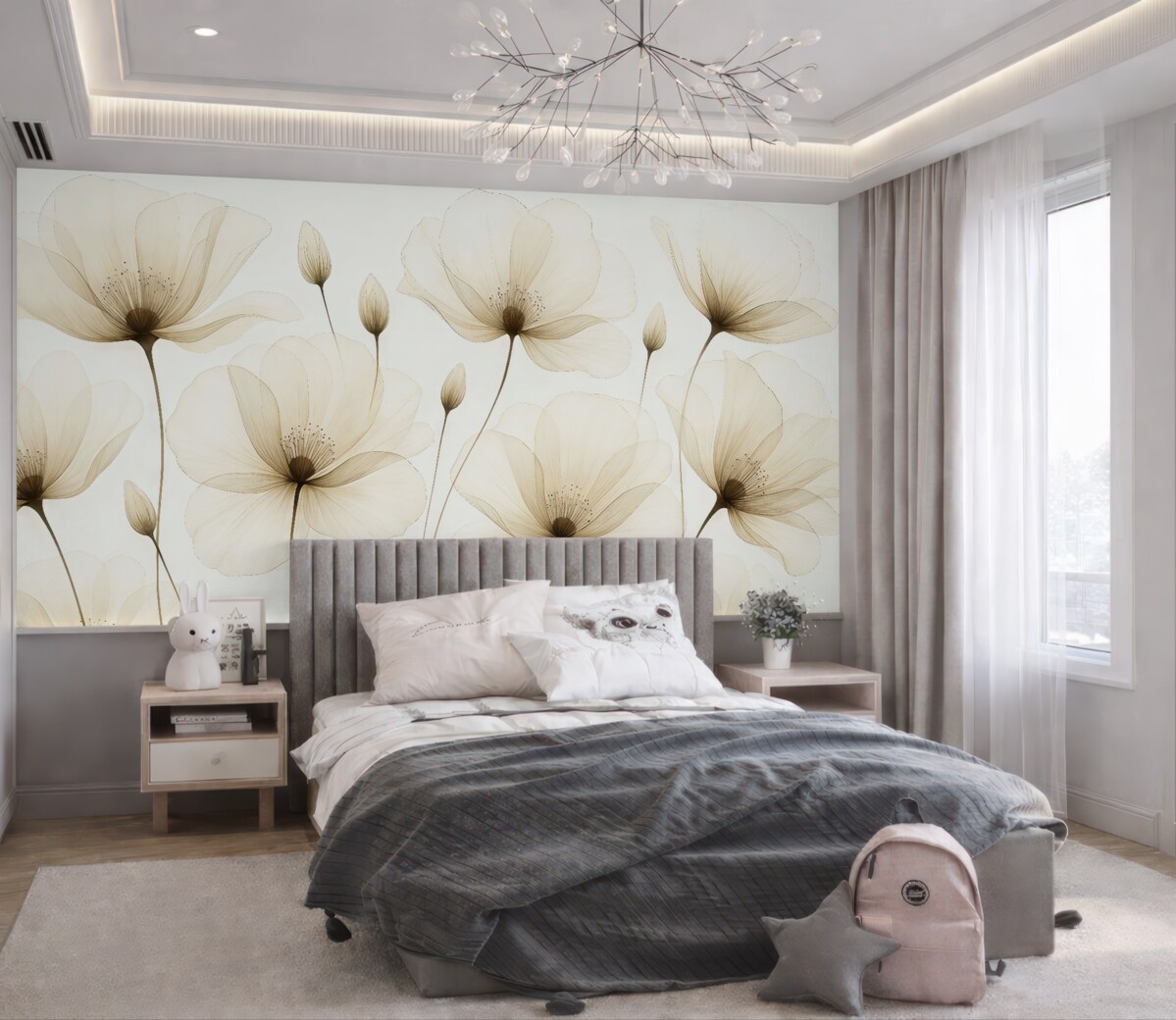 Fototapeta Przezroczyste kwiaty malowane akwarelą.