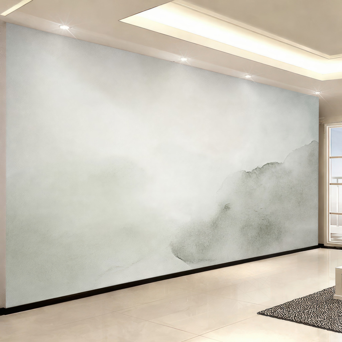 Fototapeta Stylowe akwarelowe plamy ozdobne minimalistyczna zieleń.