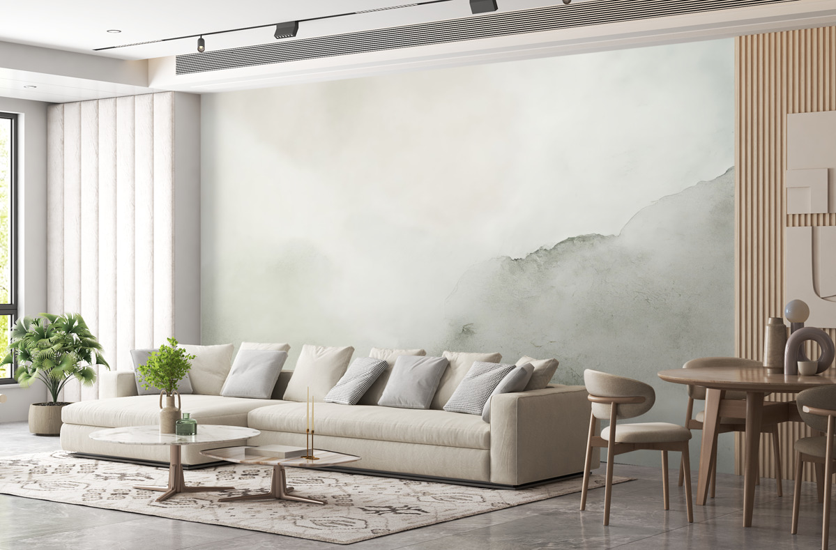 Fototapeta Stylowe akwarelowe plamy ozdobne minimalistyczna zieleń.