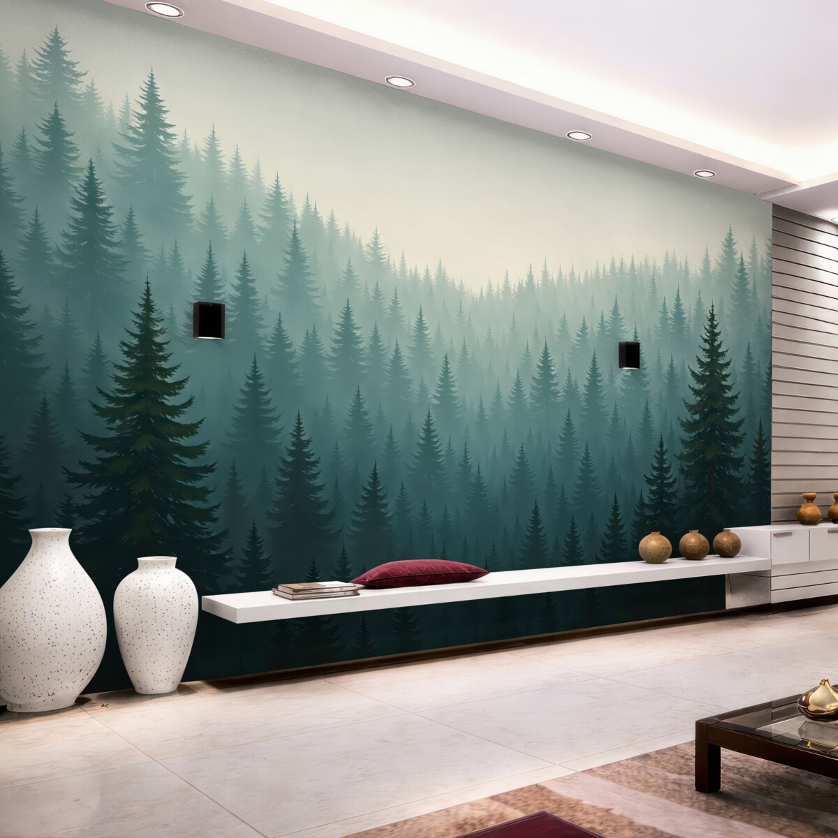 Fototapeta Lasy w otoczeniu gór.