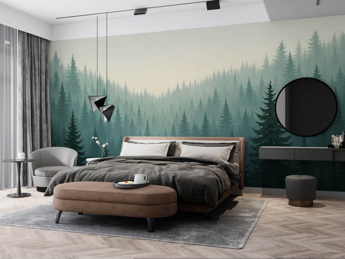 Fototapeta Lasy w otoczeniu gór.