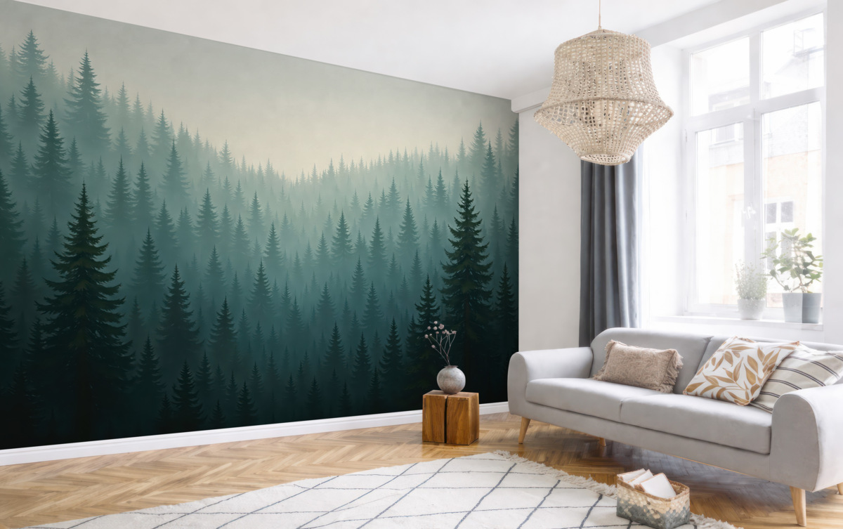 Fototapeta Lasy w otoczeniu gór.