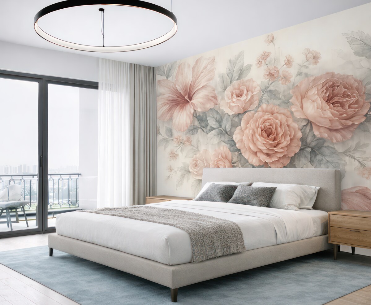 Fototapeta Subtelna pastelowa aranżacja kwiatowa.