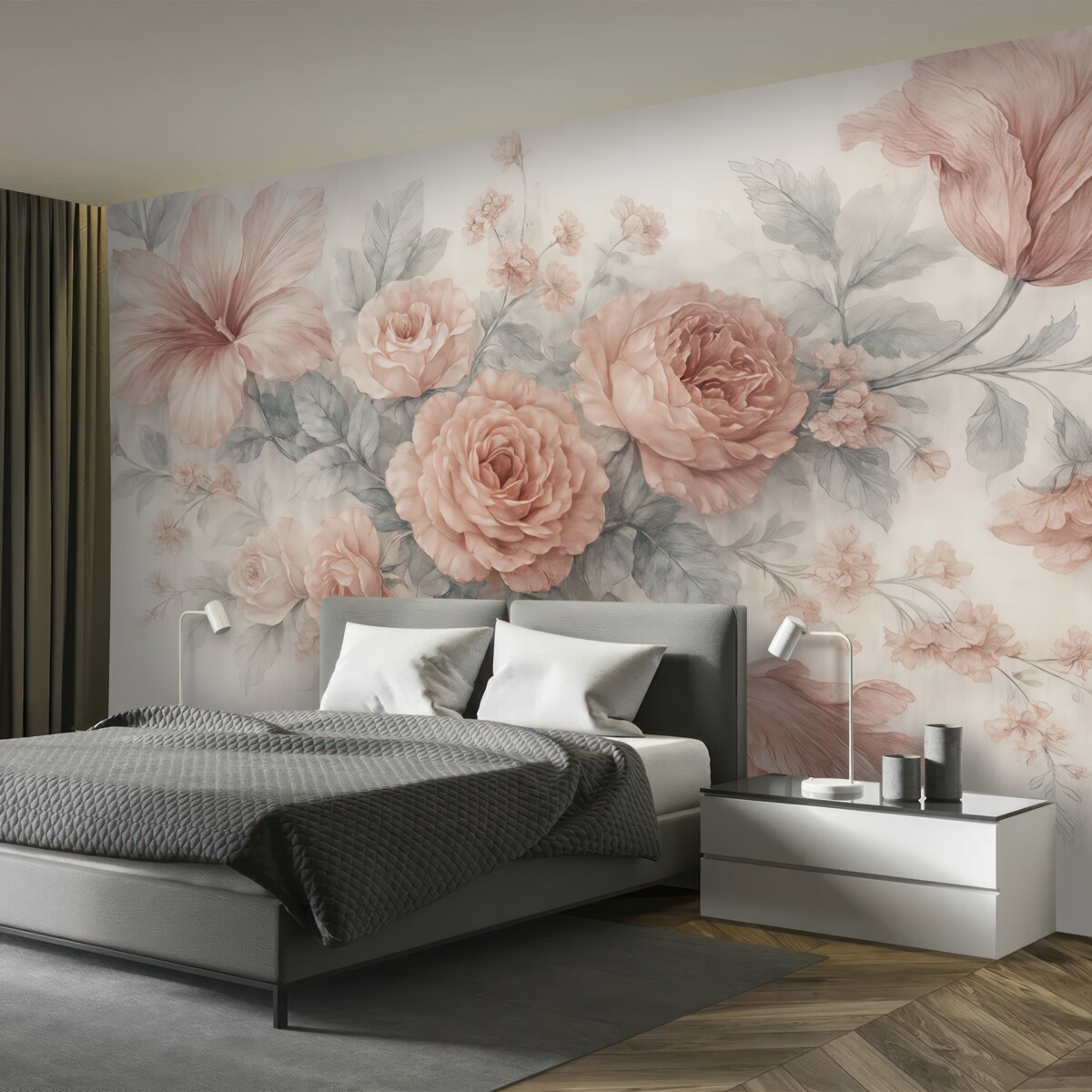 Fototapeta Subtelna pastelowa aranżacja kwiatowa.