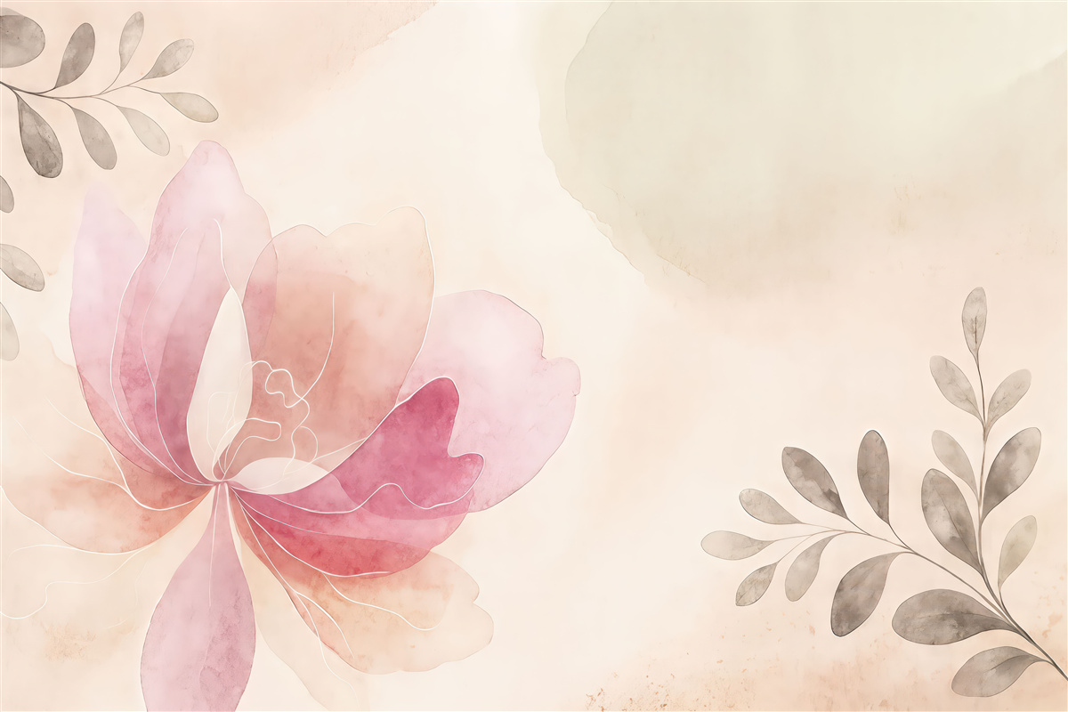 Fototapeta wielki kwiat, pastele, farba wodna, odcień beżywego