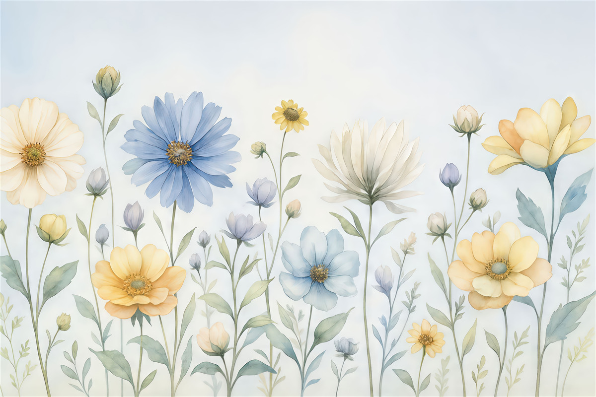 Fototapeta Kwiaty w rozkwicie w subtelnych pastelowych tonach.