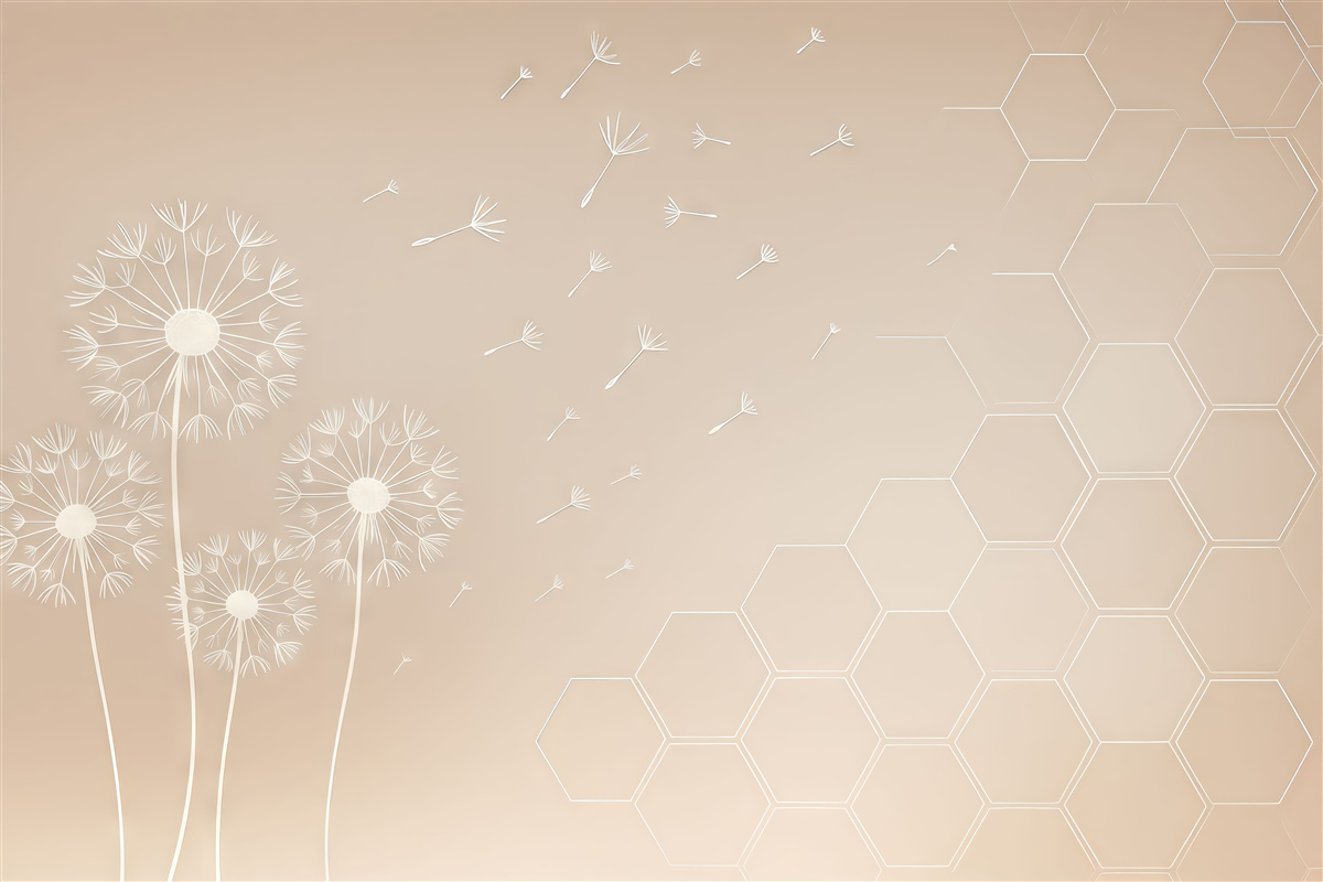 Fototapeta Sześciokąty, mlecz, odcienie pastelowe.