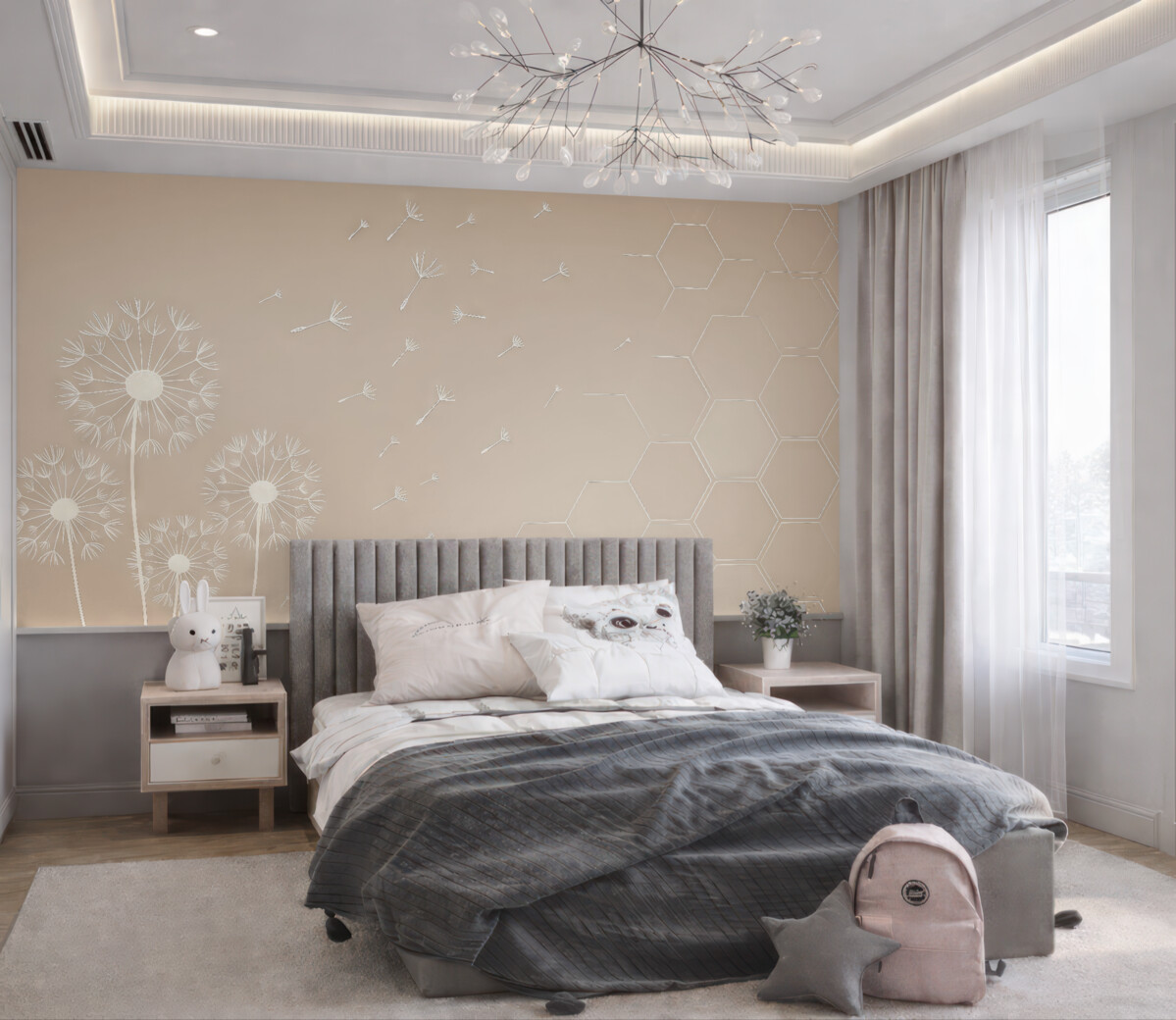 Fototapeta Sześciokąty, mlecz, odcienie pastelowe.