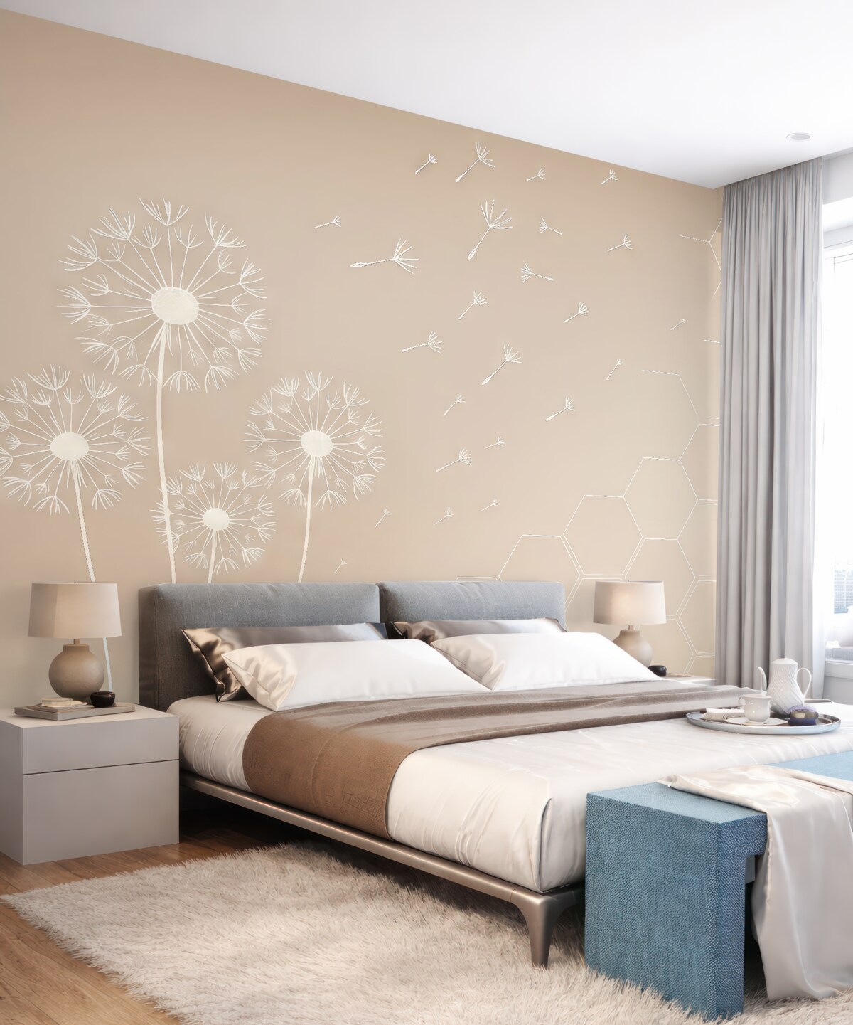 Fototapeta Sześciokąty, mlecz, odcienie pastelowe.