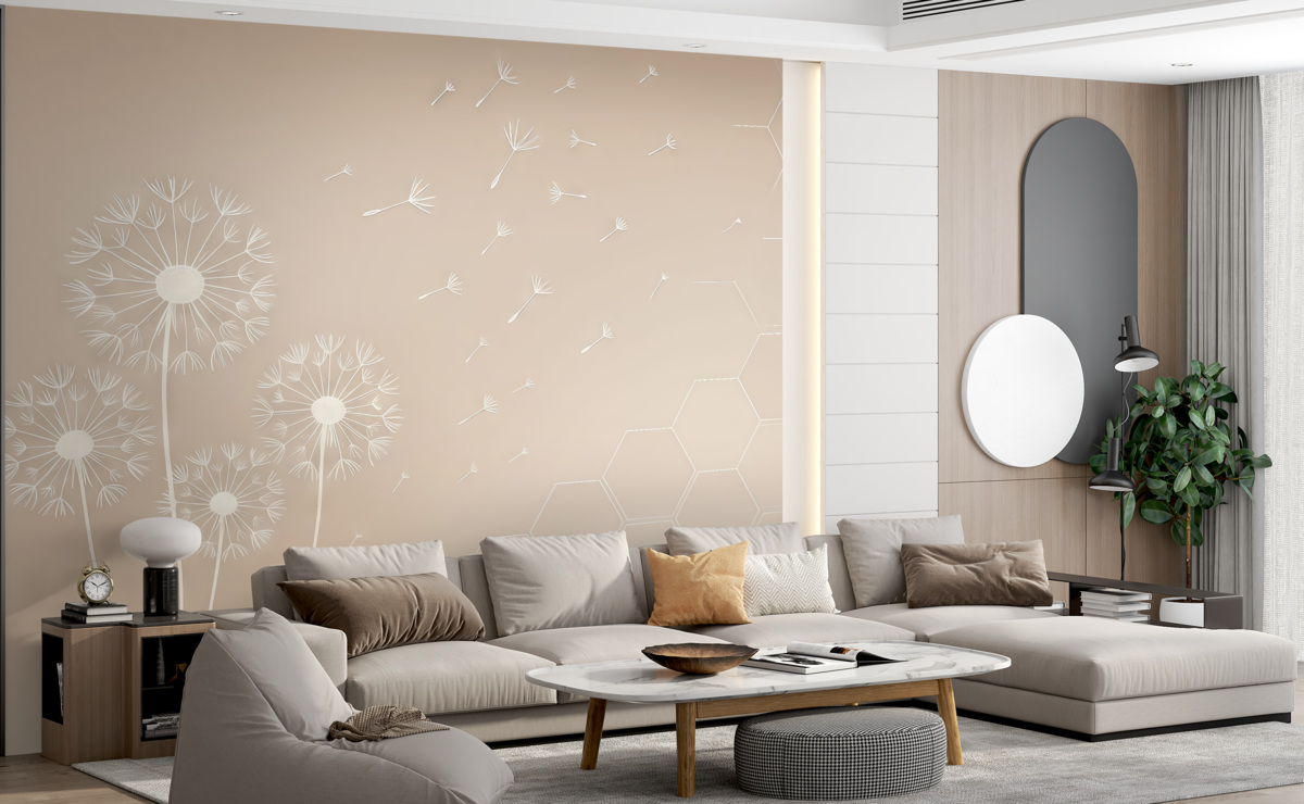 Fototapeta Sześciokąty, mlecz, odcienie pastelowe.