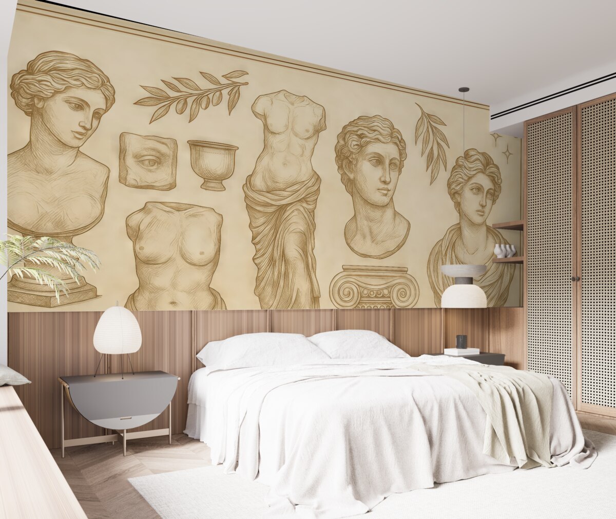 Fototapeta Grekowska ozdoba, linoryt, rzeźbiarstwo, prostota, cywilizacja antyczna, odcienie beżu.