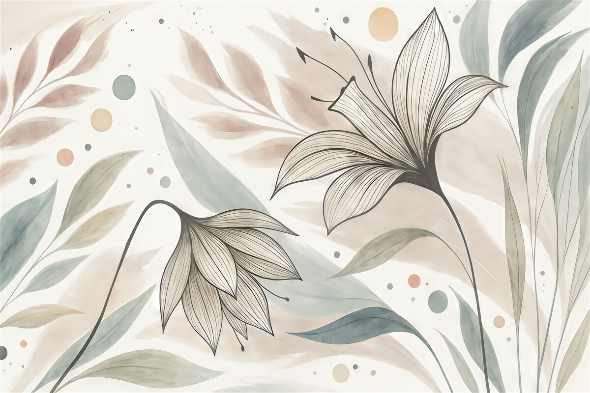 Fototapeta Dwa spore kwiaty na jasnym tle.