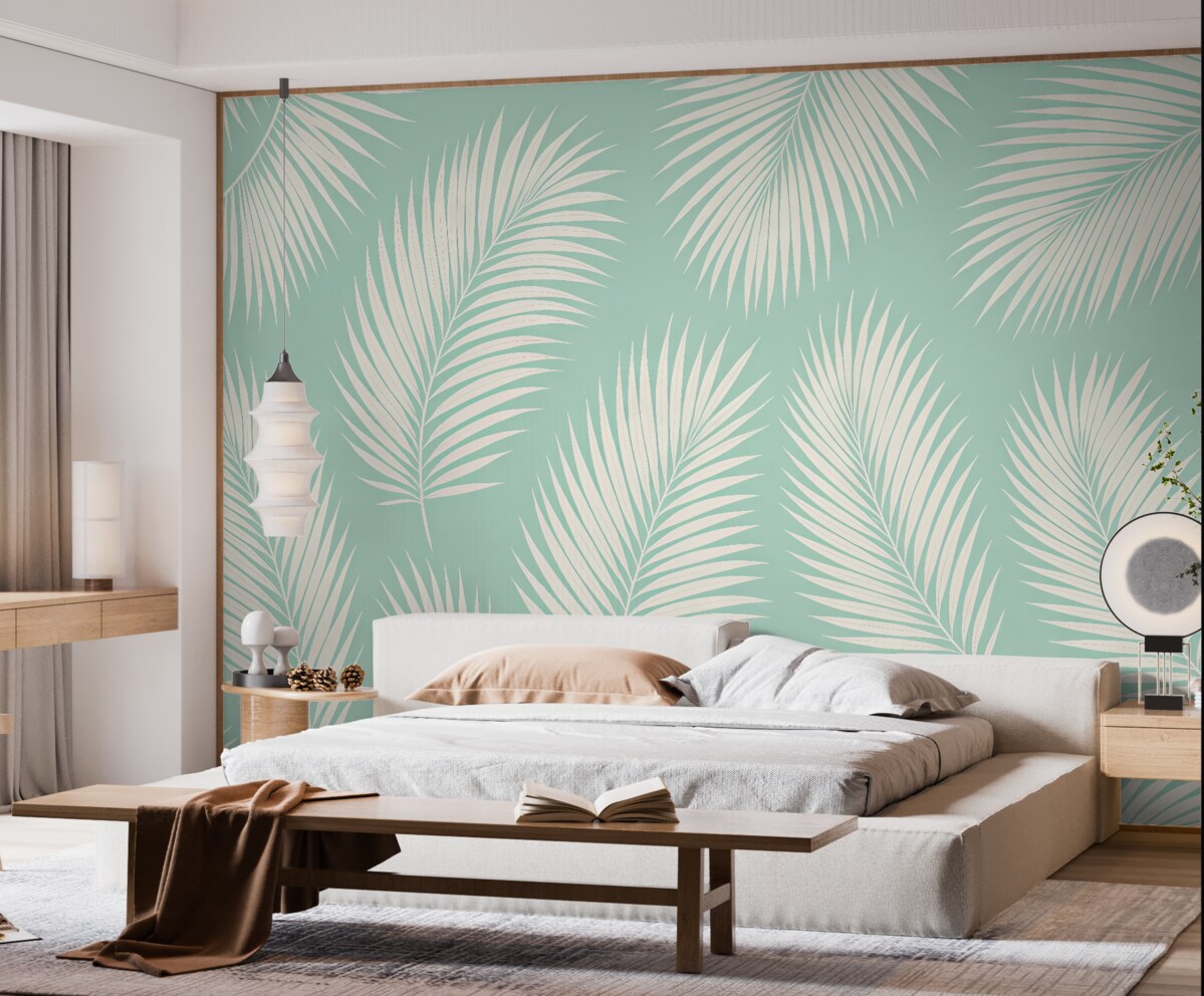 Fototapeta Zielony odcień liści palmowych to nowy styl.