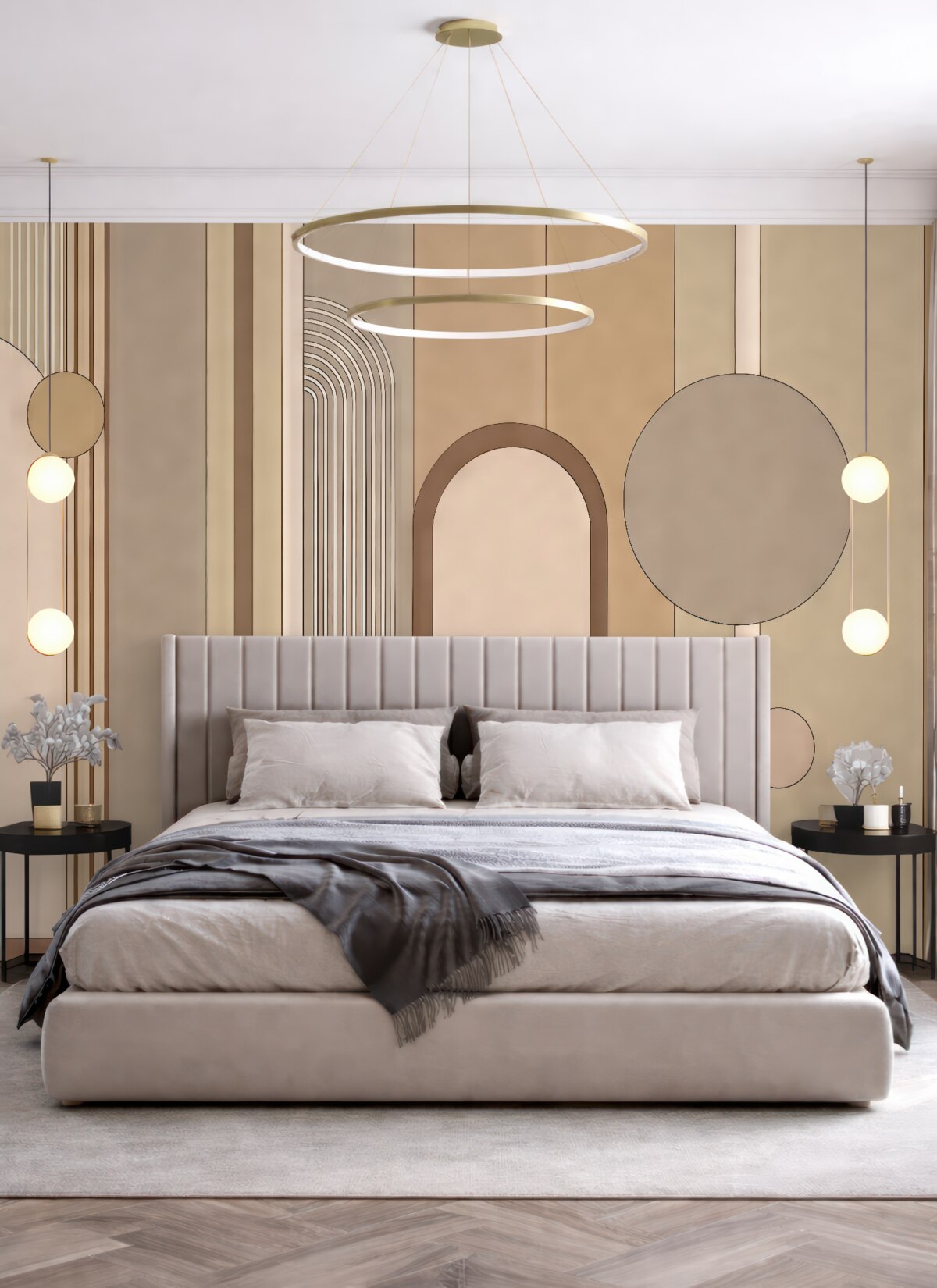 Fototapeta Abstrakcyjny geometryczny motyw w subtelnych tonach.