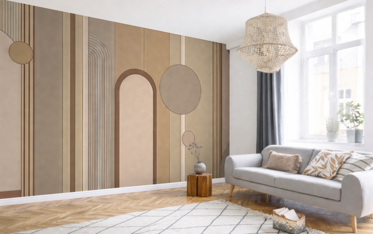 Fototapeta Abstrakcyjny geometryczny motyw w subtelnych tonach.