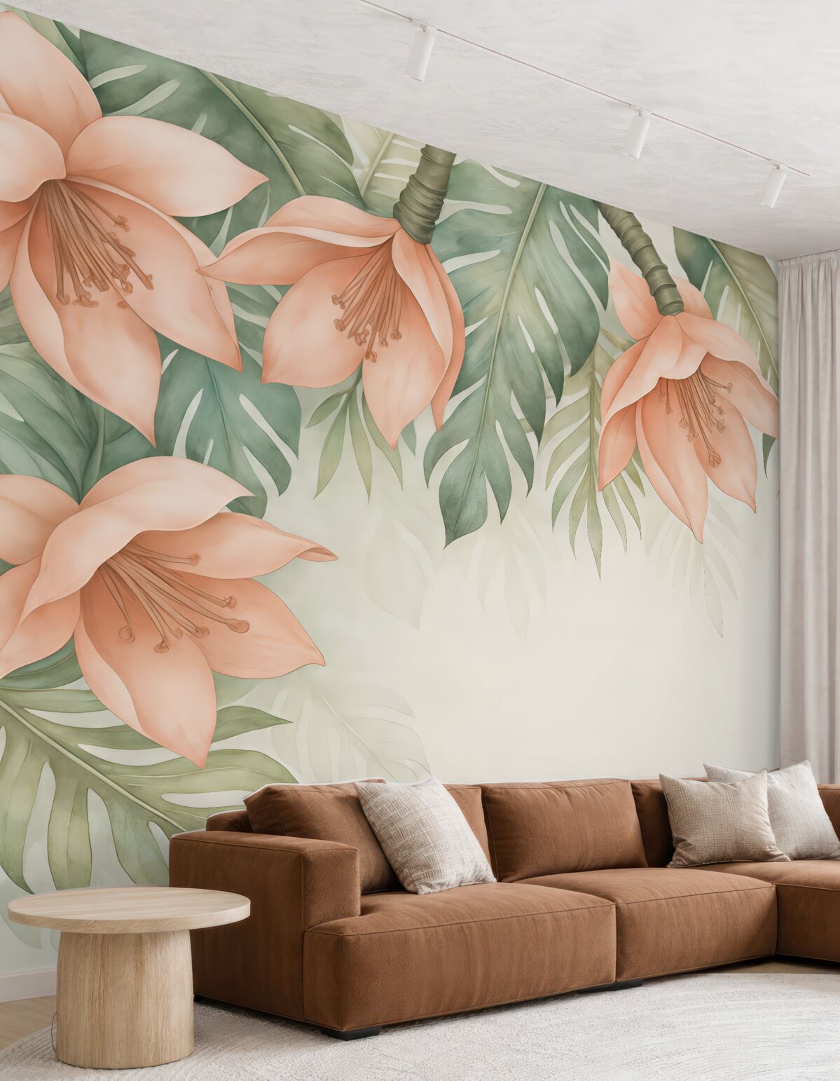 Fototapeta Subtelne kwiaty w otoczeniu zielonych liści.