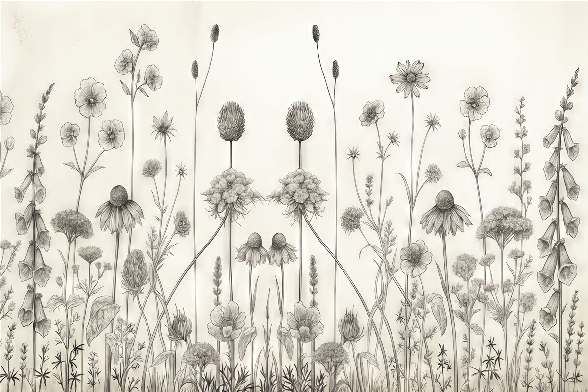 Fototapeta Uschnięte kwiaty na zabytkowym papierowym tle.