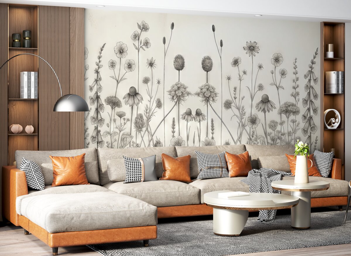 Fototapeta Uschnięte kwiaty na zabytkowym papierowym tle.