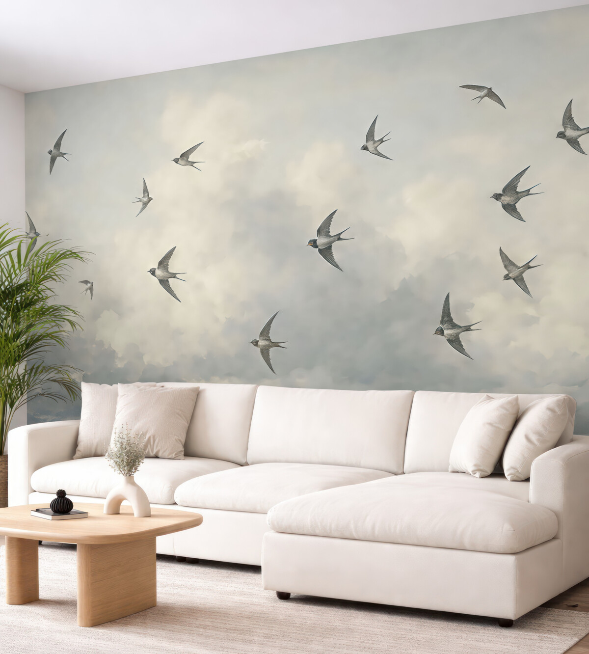 Fototapeta Błękitne niebo z jerzykami.