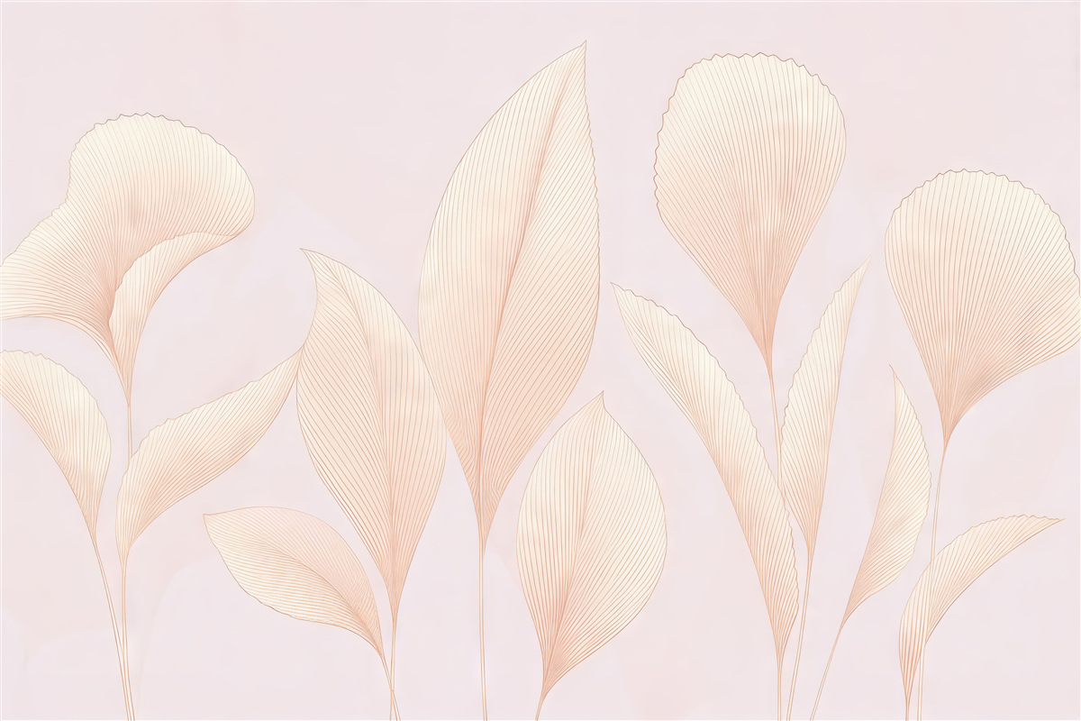 Fototapeta Subtelne liście na gładkim tle.