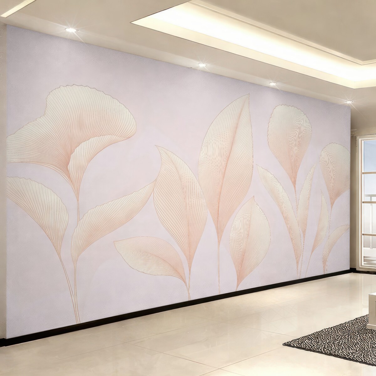 Fototapeta Subtelne liście na gładkim tle.