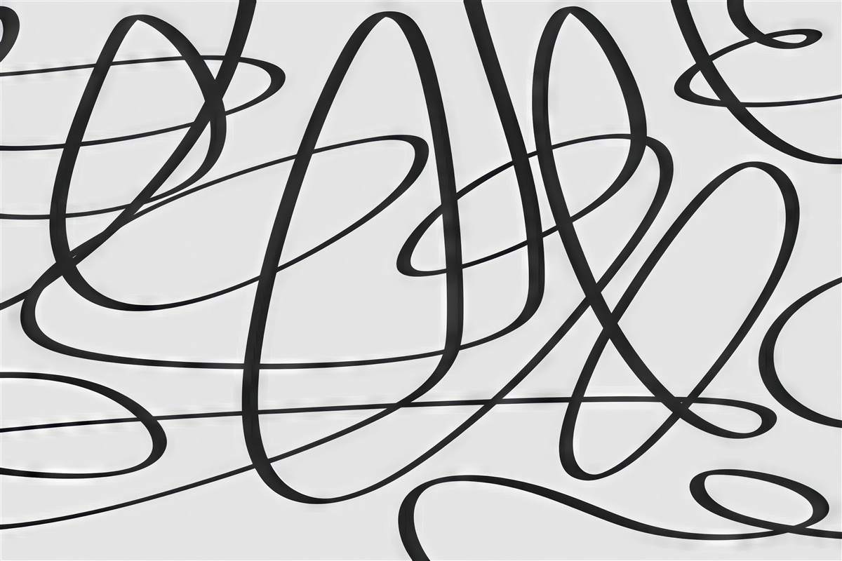 Fototapeta Czarna krzywa, ciągła, skręcona linia, atrament, podsumowanie.