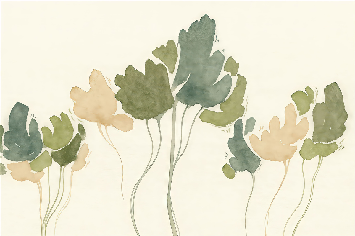 Fototapeta Akrylowe abstrakcyjne kwiaty, motyw kwiatowy, ruchy pędzla, różowy oraz zielony.