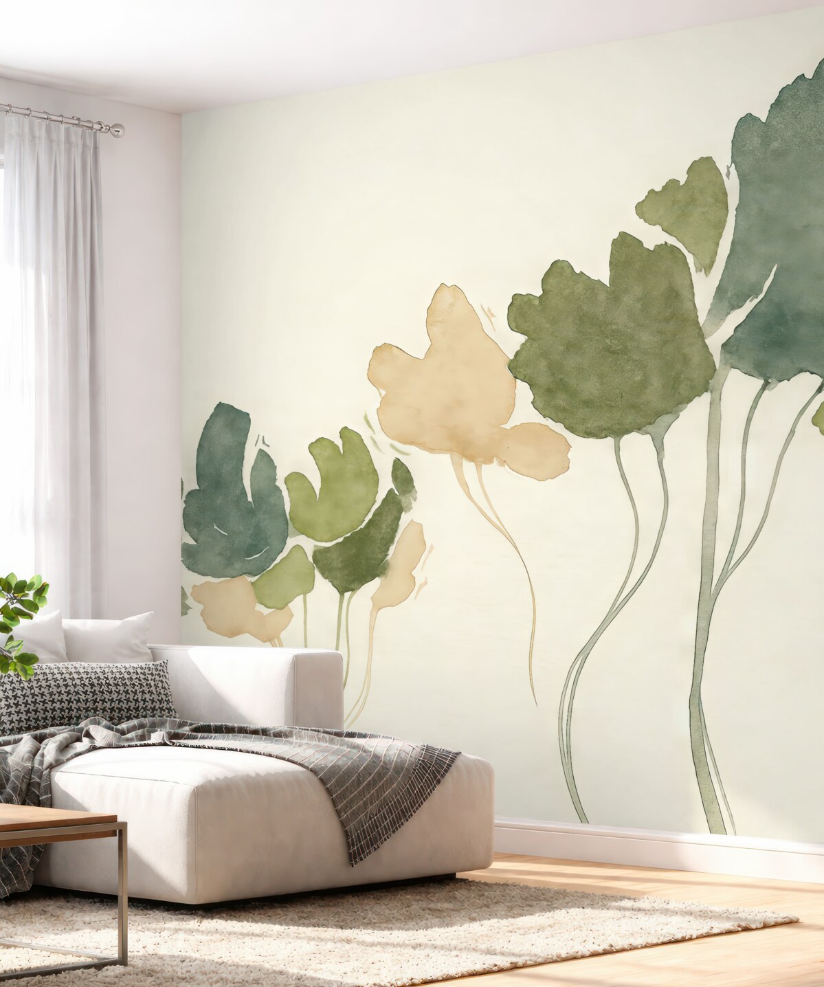 Fototapeta Akrylowe abstrakcyjne kwiaty, motyw kwiatowy, ruchy pędzla, różowy oraz zielony.