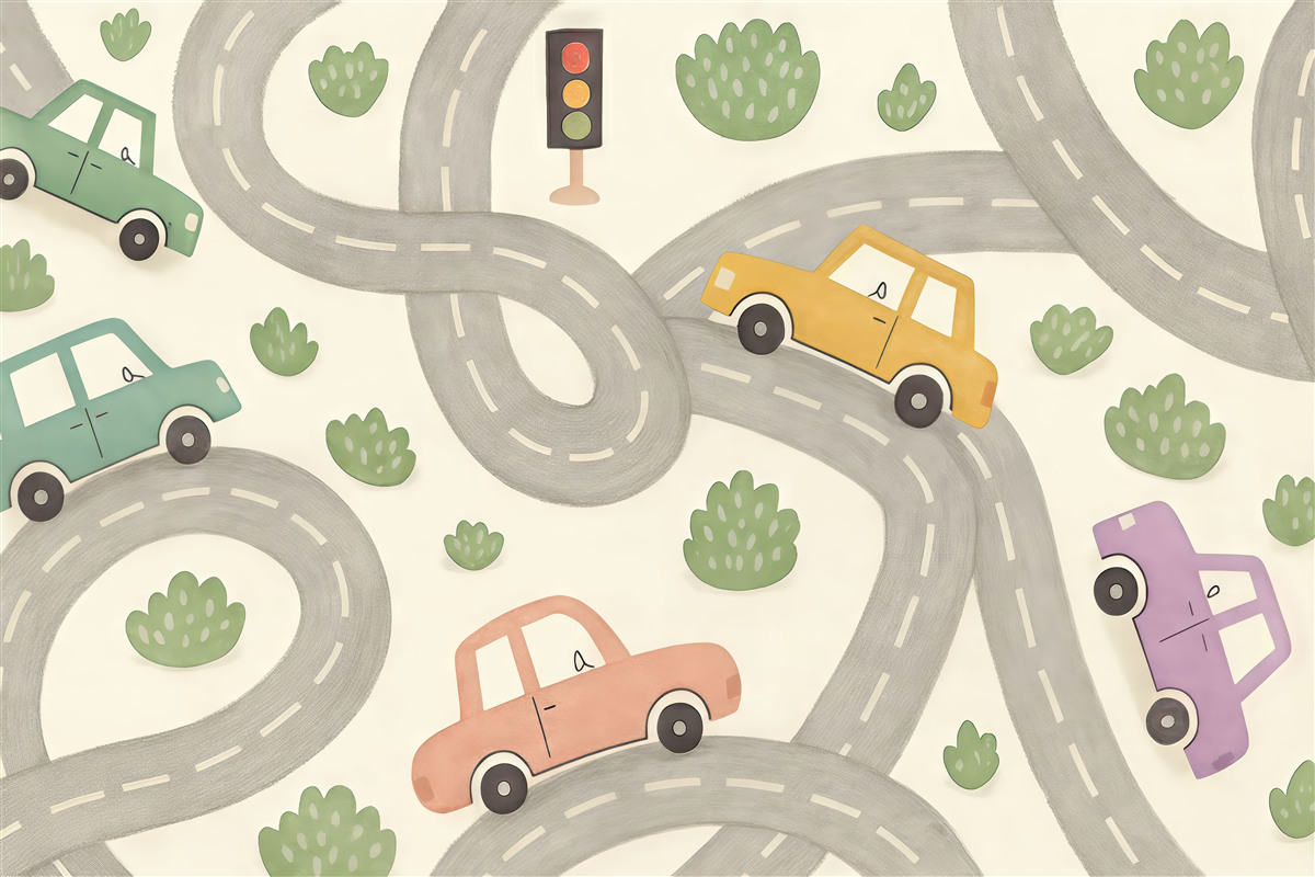 Fototapeta Wielobarwne pojazdy na zakręconej trasie.