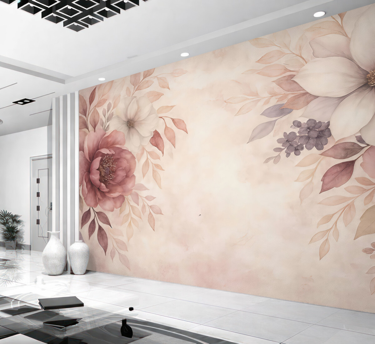Fototapeta Kwiaty są duże, kwiaty mają różowy odcień, subtelny, różowy kolor.