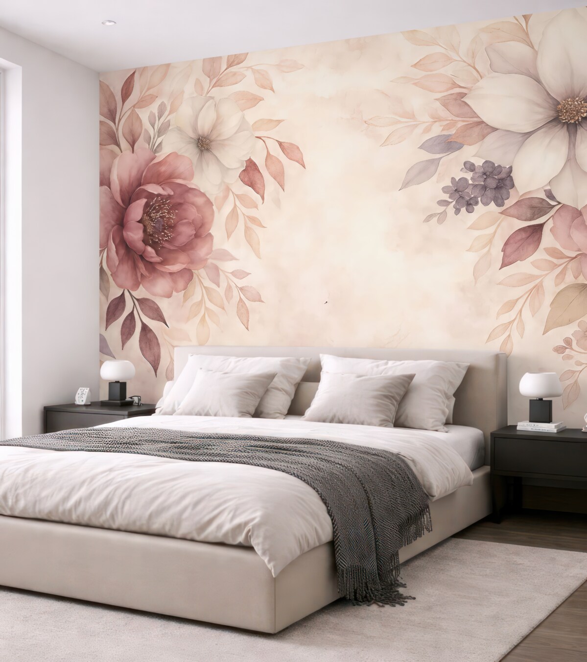 Fototapeta Kwiaty są duże, kwiaty mają różowy odcień, subtelny, różowy kolor.