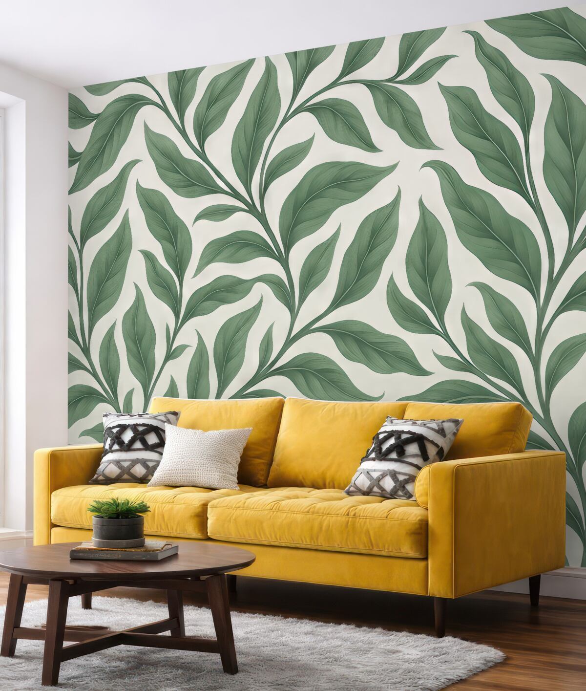 Fototapeta Gałąź z liśćmi w kolorze zielonym.